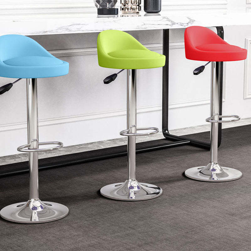 Modern Leather Metal Swivel Bar Stool — Black + Woman