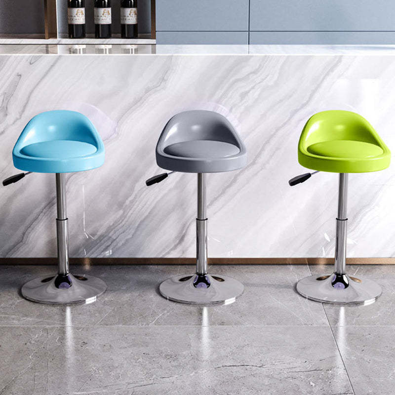 Modern Leather Metal Swivel Bar Stool — Black Backrest + Red Seat