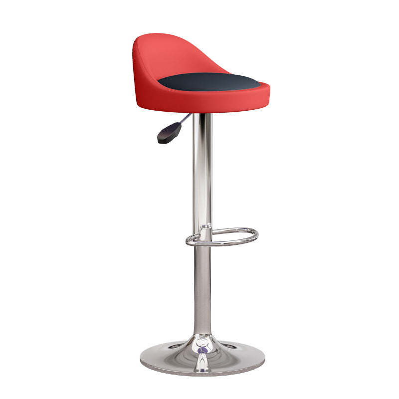Modern Leather Metal Swivel Bar Stool — White Backrest + Black Seat