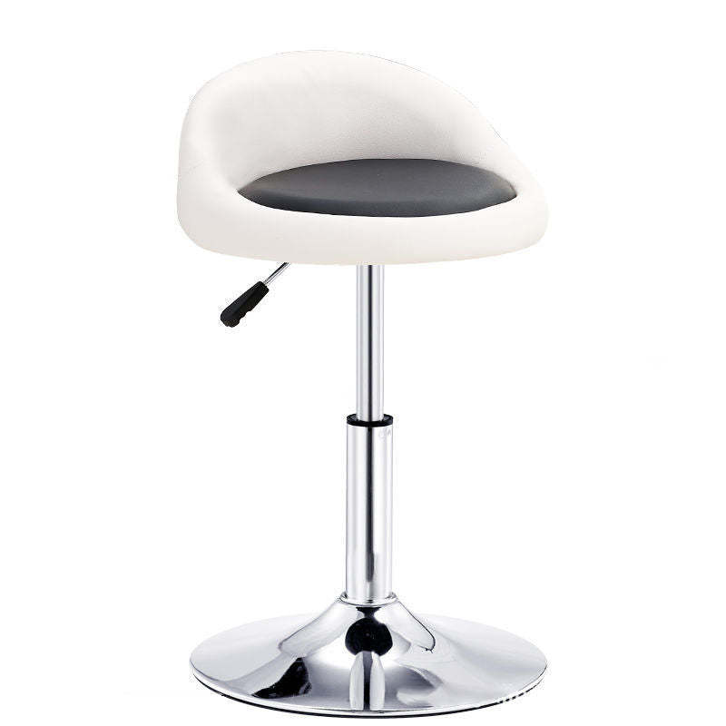 Modern Leather Metal Swivel Bar Stool — Gray
