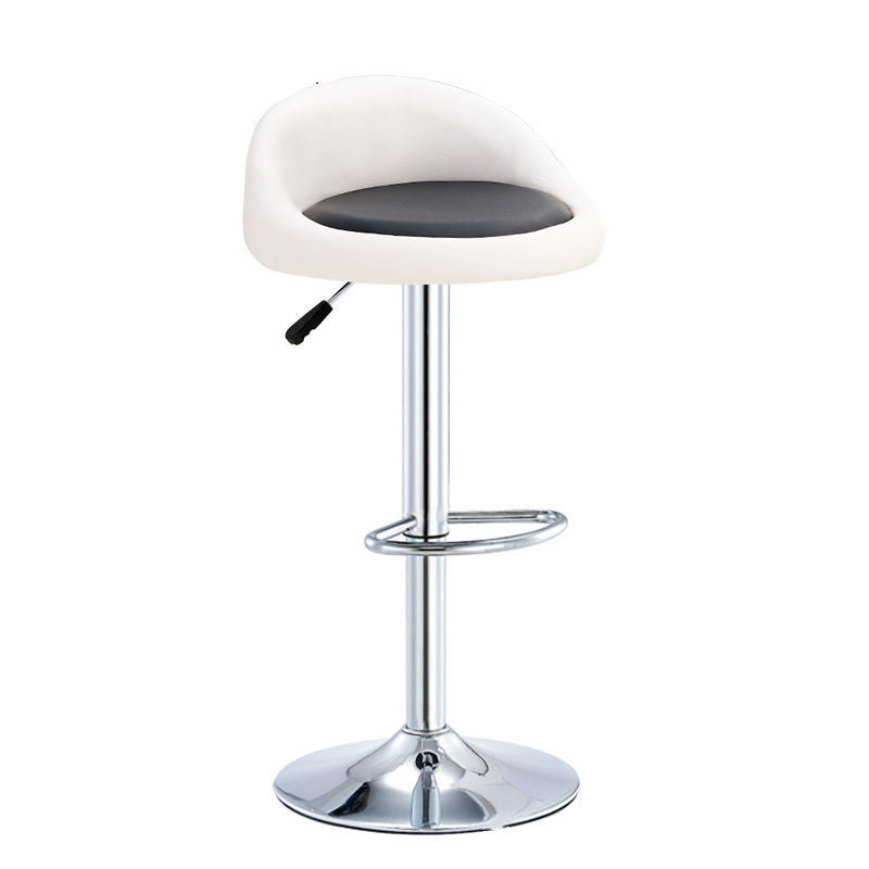 Modern Leather Metal Swivel Bar Stool — Brown