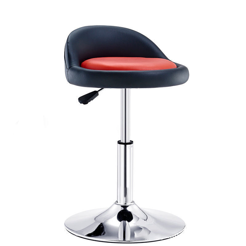Modern Leather Metal Swivel Bar Stool — Red