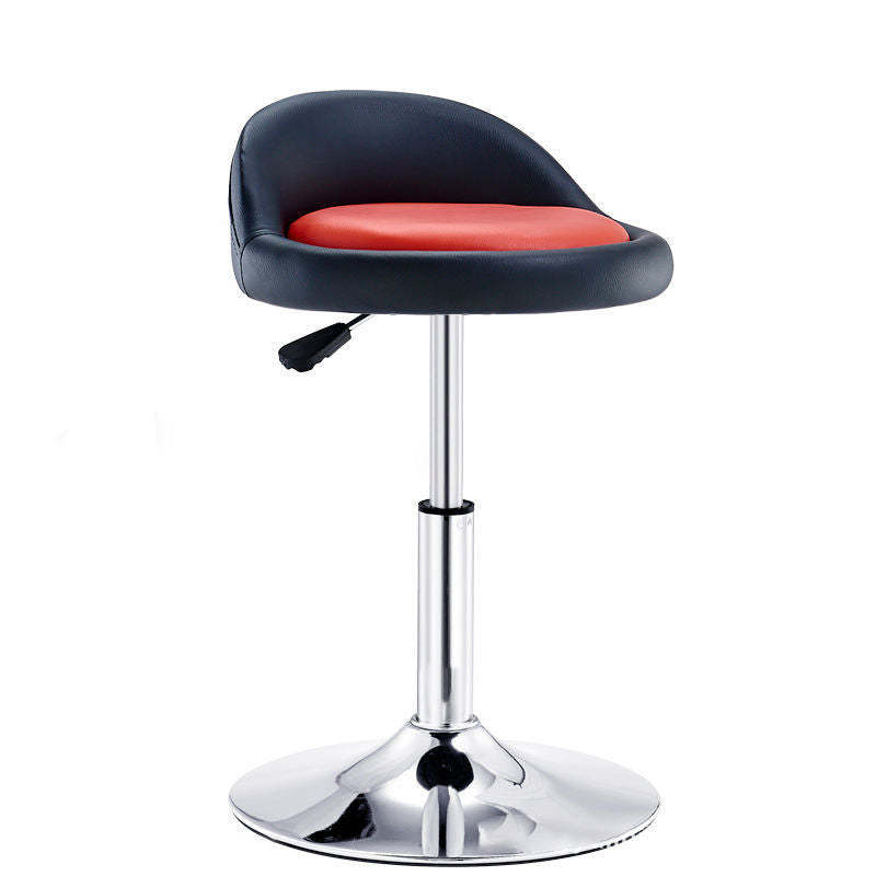 Modern Leather Metal Swivel Bar Stool — Red