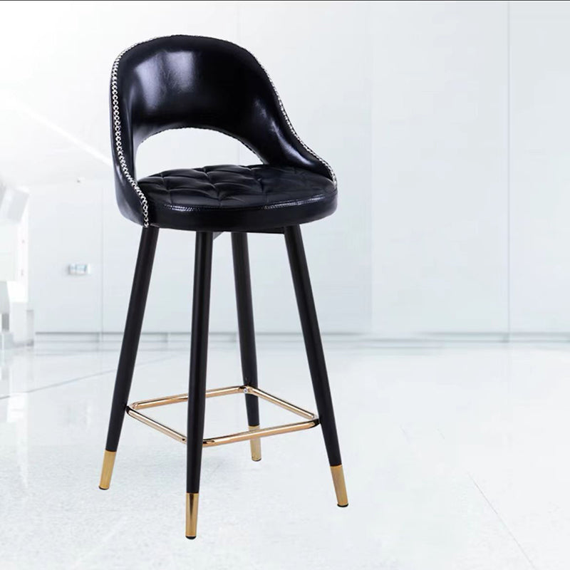 Retro Leather Iron Swivel Bar Stool
