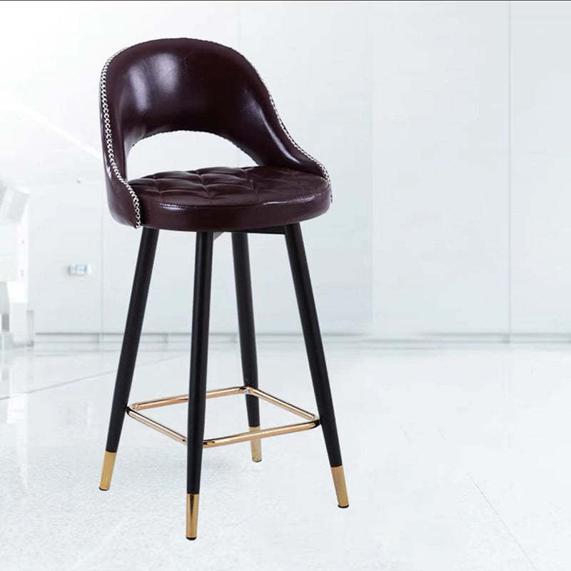 Retro Leather Iron Swivel Bar Stool