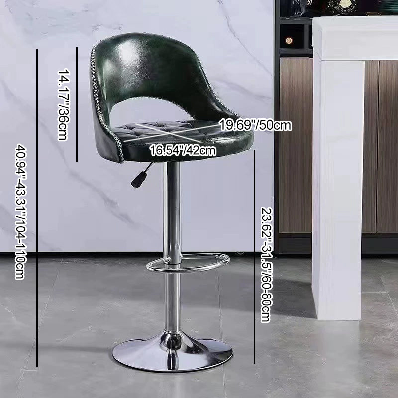 Retro Leather Iron Swivel Bar Stool — Liftable + Swivel / Black