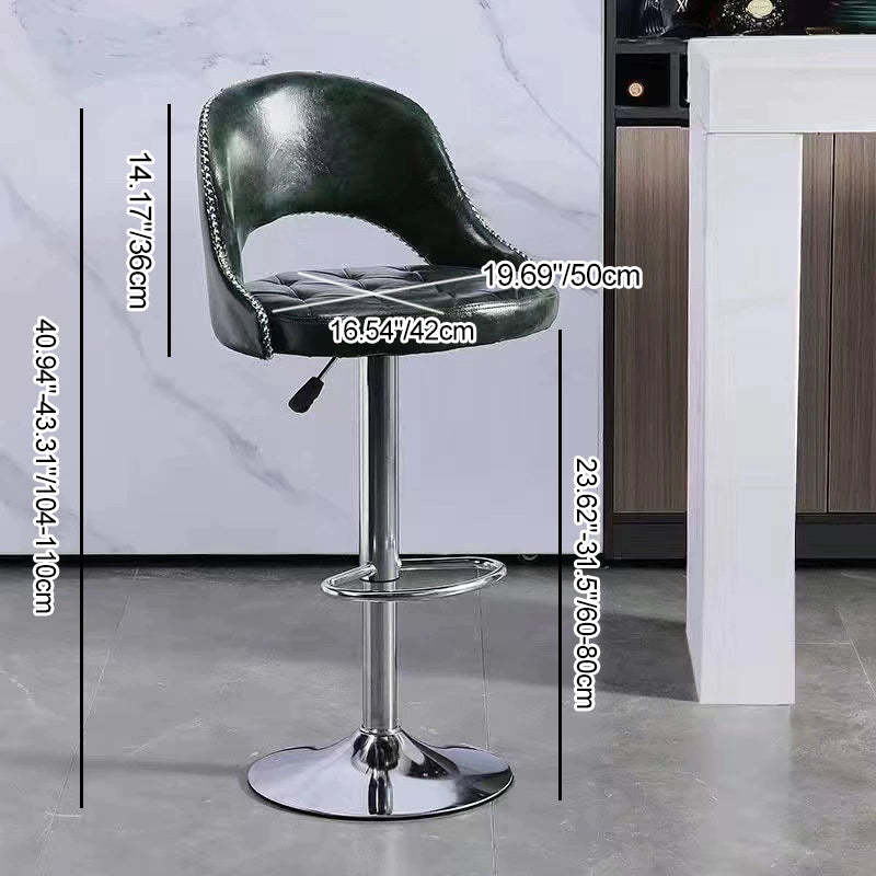 Retro Leather Iron Swivel Bar Stool — Liftable + Swivel / Black