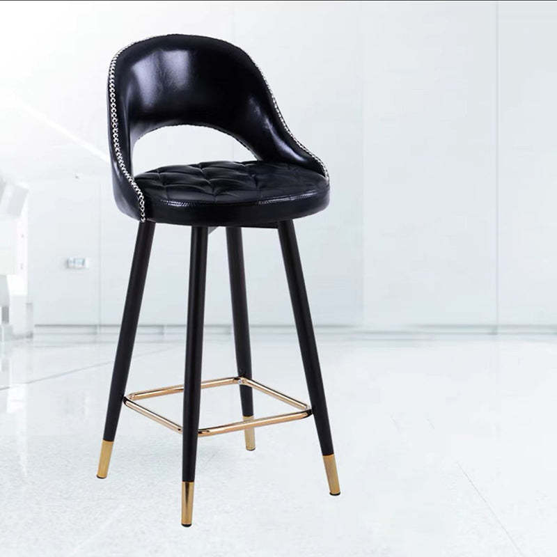 Retro Leather Iron Swivel Bar Stool