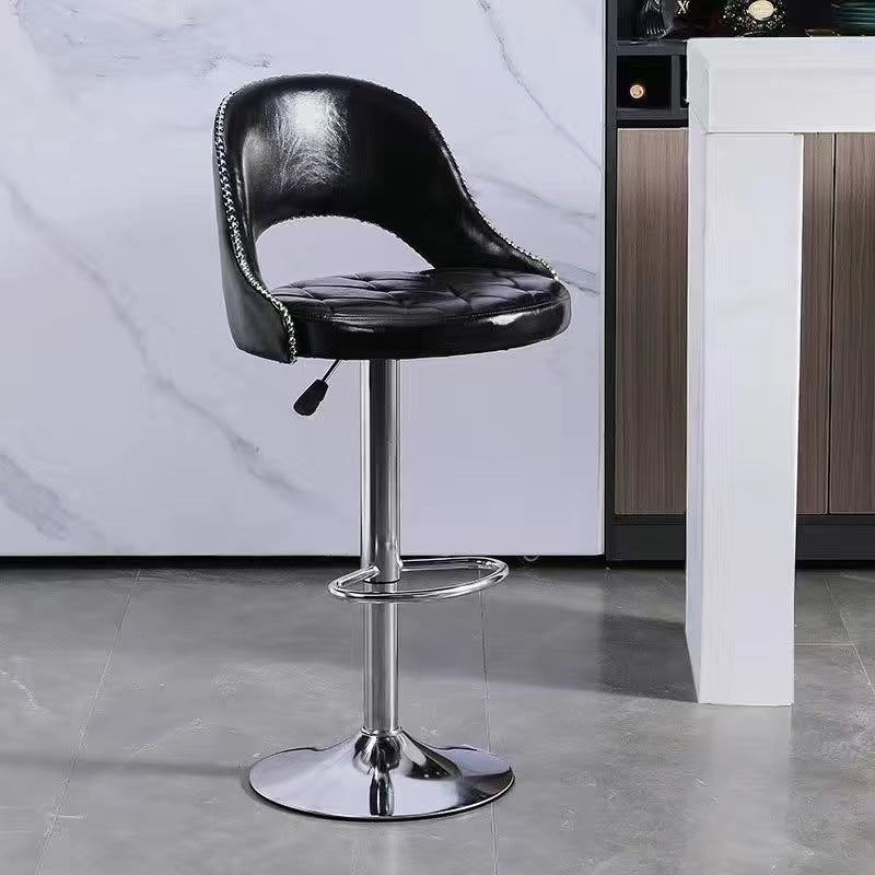 Retro Leather Iron Swivel Bar Stool