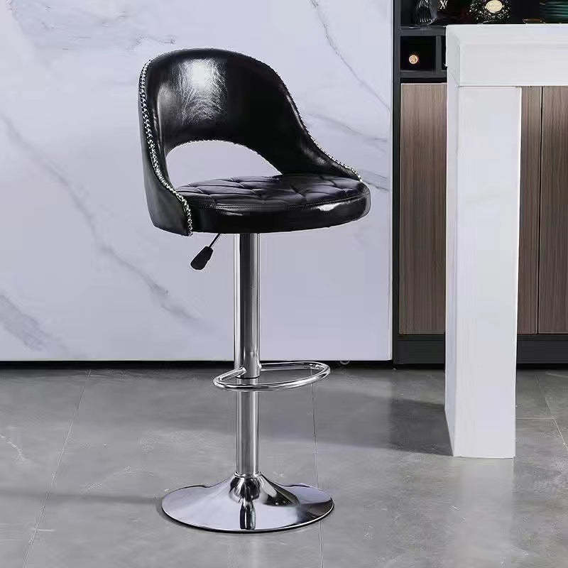 Natural leather retro bar & counter stools — Liftable & Swivel / Black
