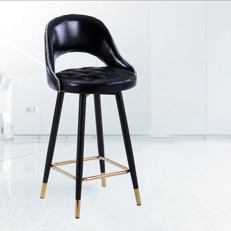 Retro Leather Iron Swivel Bar Stool