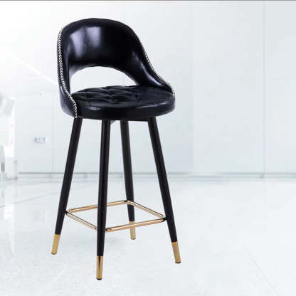 Retro Leather Iron Swivel Bar Stool