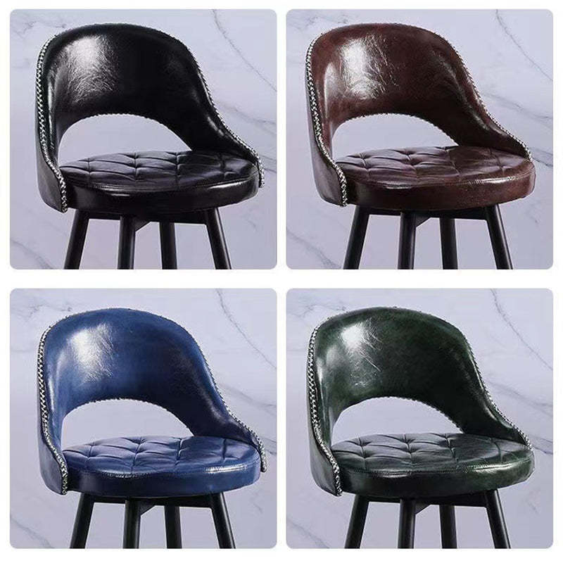 Retro Leather Iron Swivel Bar Stool