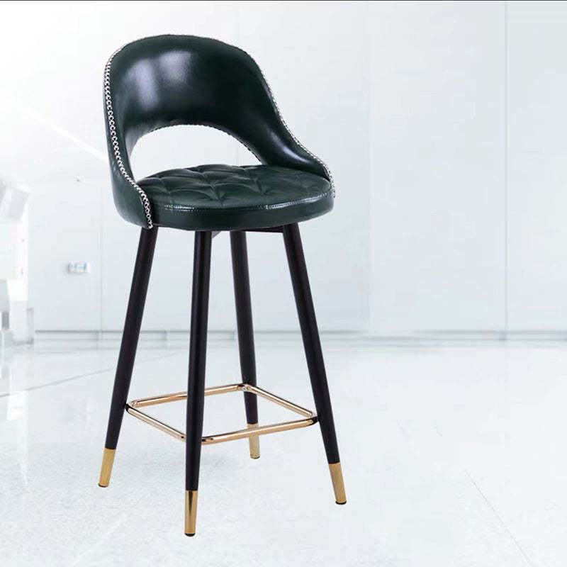 Retro Leather Iron Swivel Bar Stool