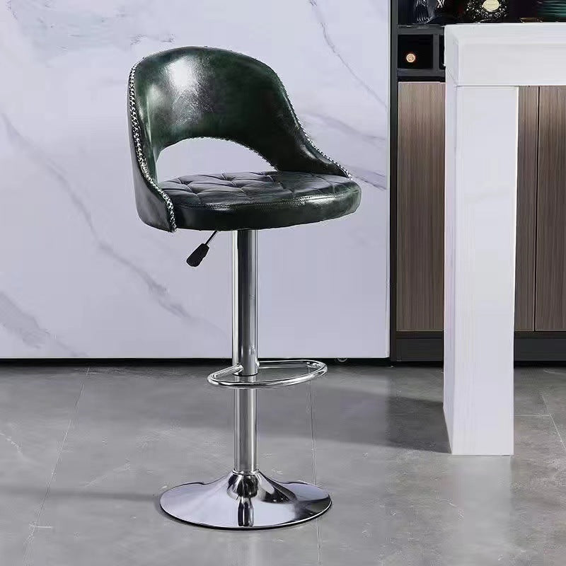 Retro Leather Iron Swivel Bar Stool