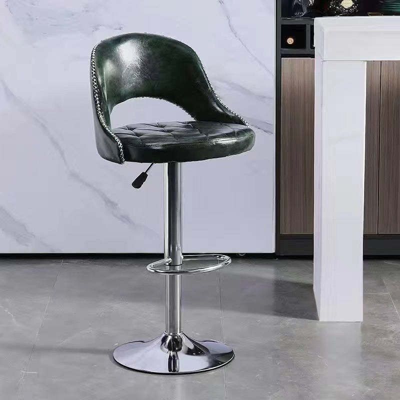 Retro Leather Iron Swivel Bar Stool