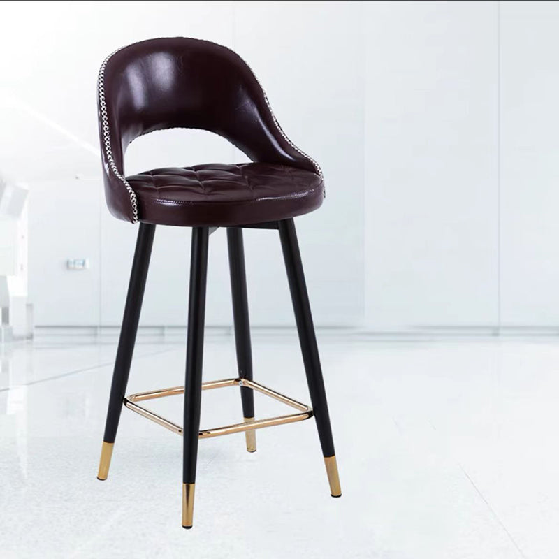 Retro Leather Iron Swivel Bar Stool
