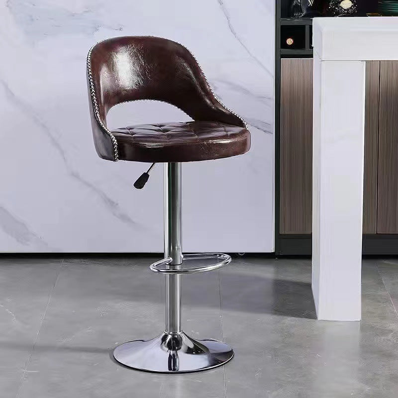 Retro Leather Iron Swivel Bar Stool