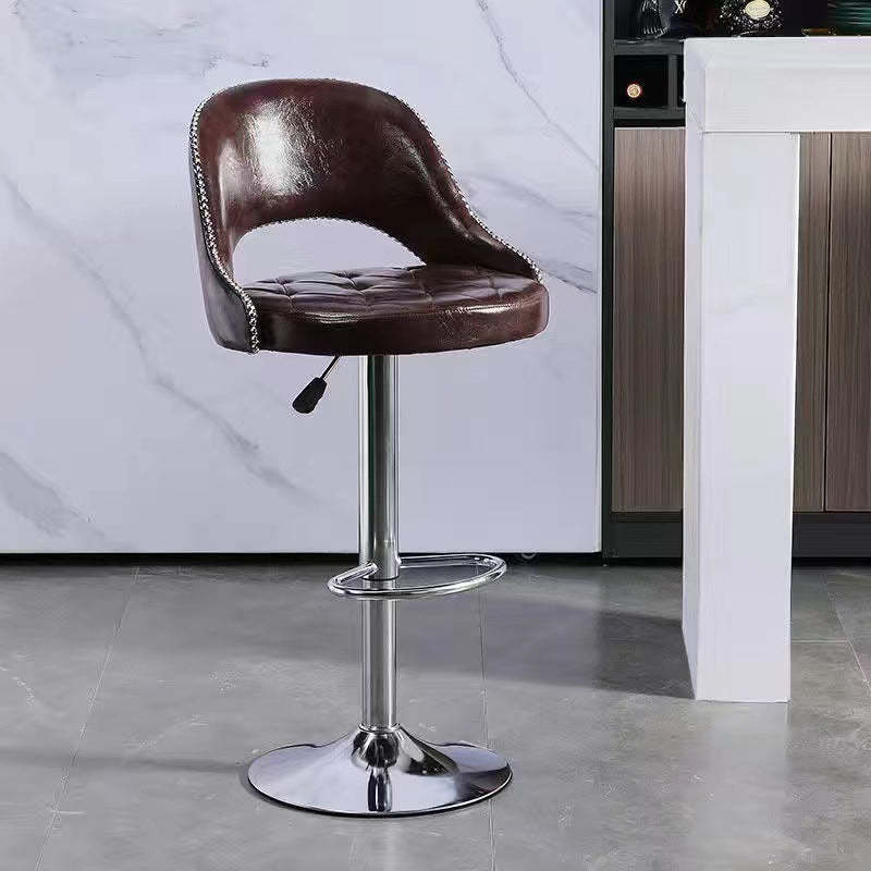 Retro Leather Iron Swivel Bar Stool