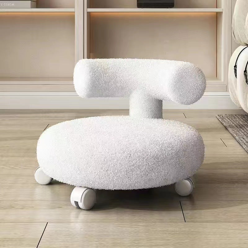 Nordic Lambswool Wood C-Shape Low Stool
