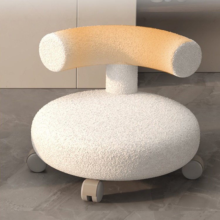 Nordic Lambswool Wood C-Shape Low Stool