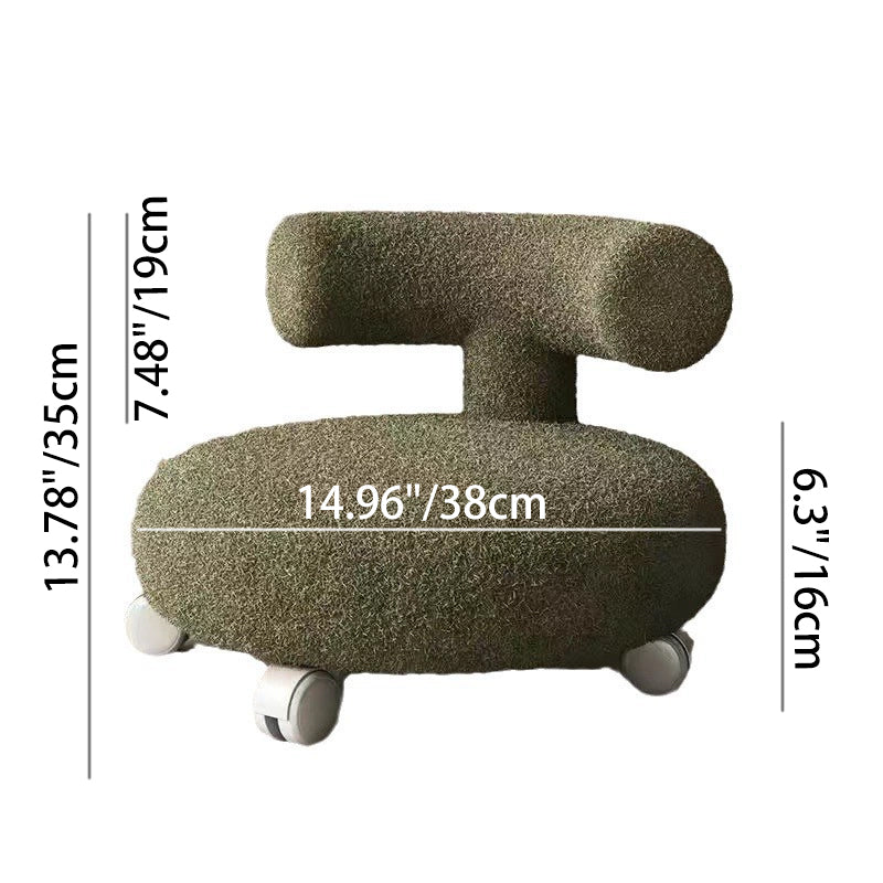 Nordic Lambswool Wood C-Shape Low Stool
