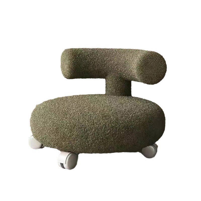 Nordic Lambswool Wood C-Shape Low Stool