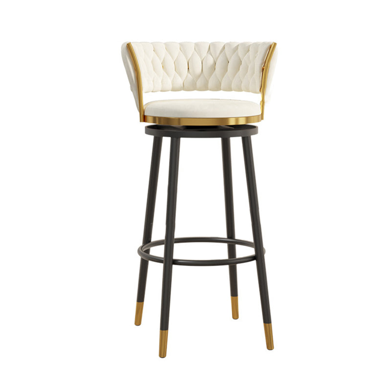 Scandinavian Velvet Iron Swivel Bar Stool — Pink