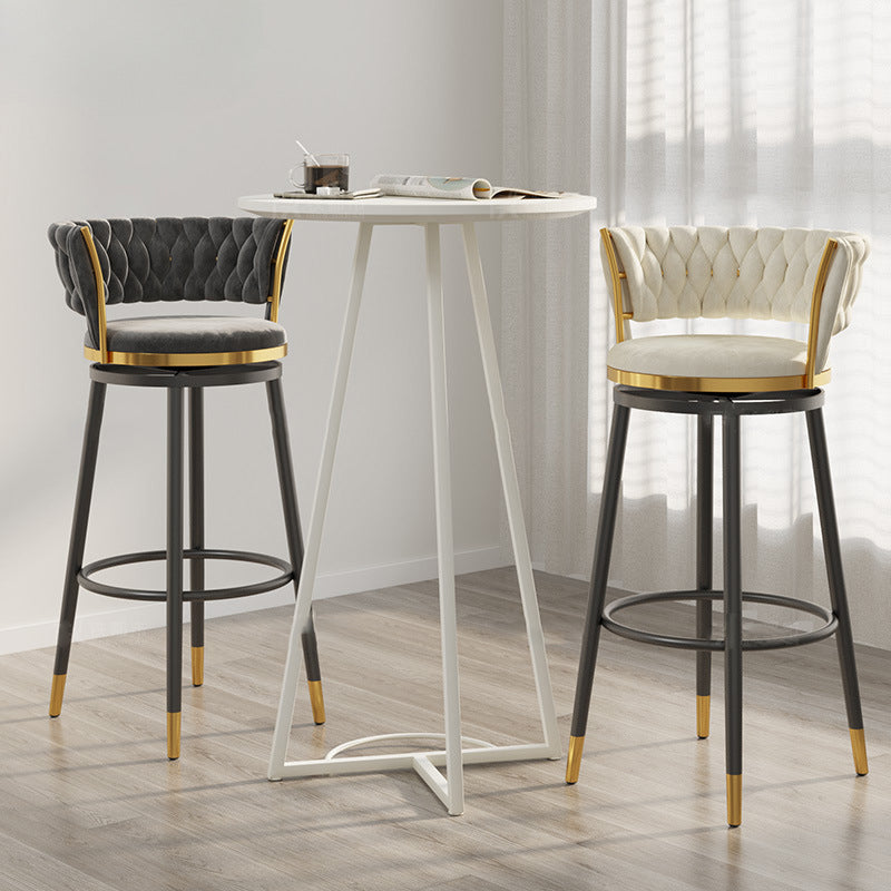 Scandinavian Velvet Iron Swivel Bar Stool