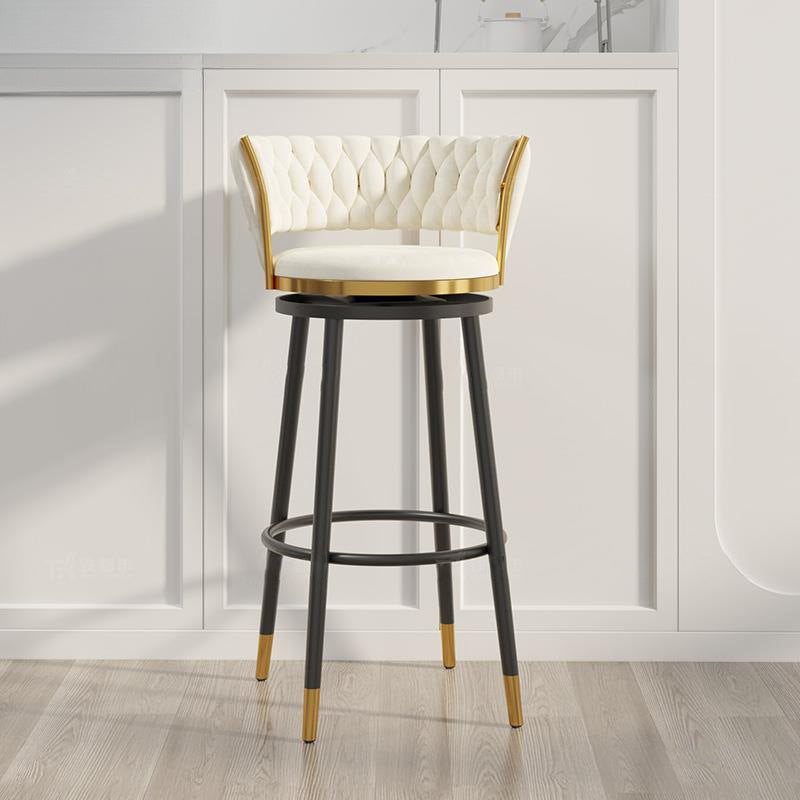 Scandinavian Velvet Iron Swivel Bar Stool — Green