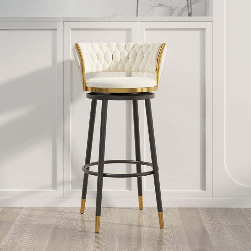 Scandinavian Velvet Iron Swivel Bar Stool — Green