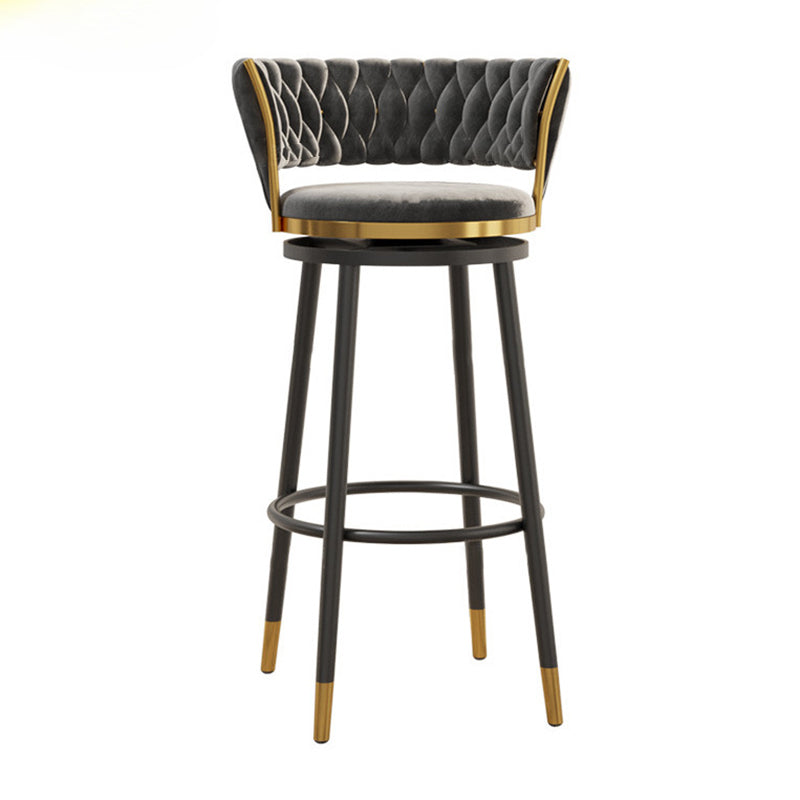 Scandinavian Velvet Iron Swivel Bar Stool