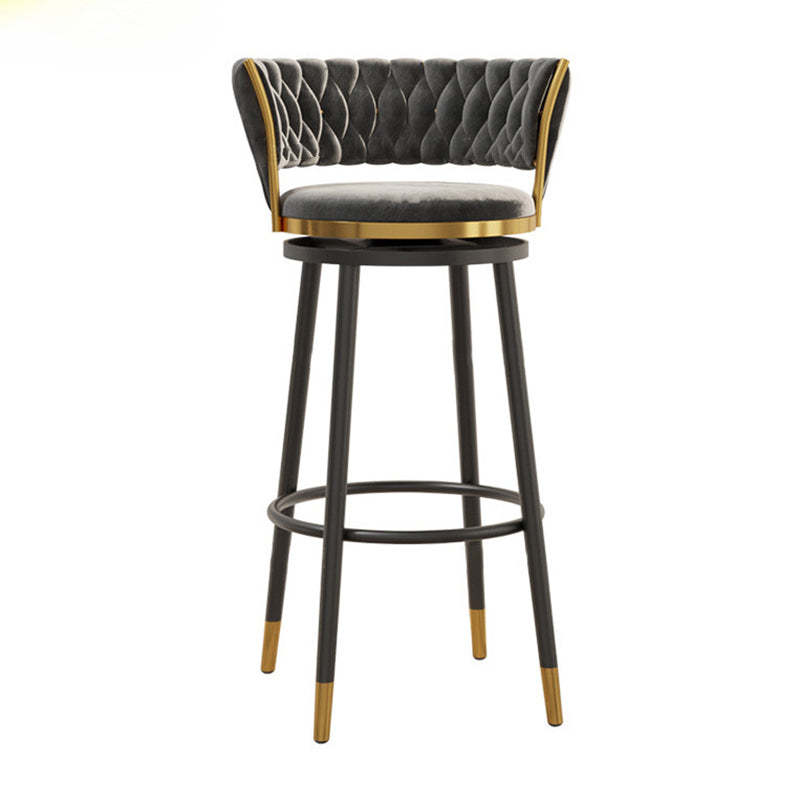 Scandinavian Velvet Iron Swivel Bar Stool