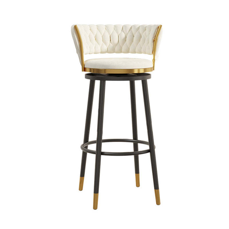 Scandinavian Velvet Iron Swivel Bar Stool — Pink