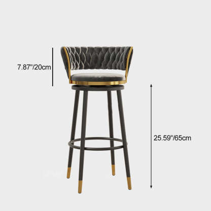 Scandinavian Velvet Iron Swivel Bar Stool — Gray