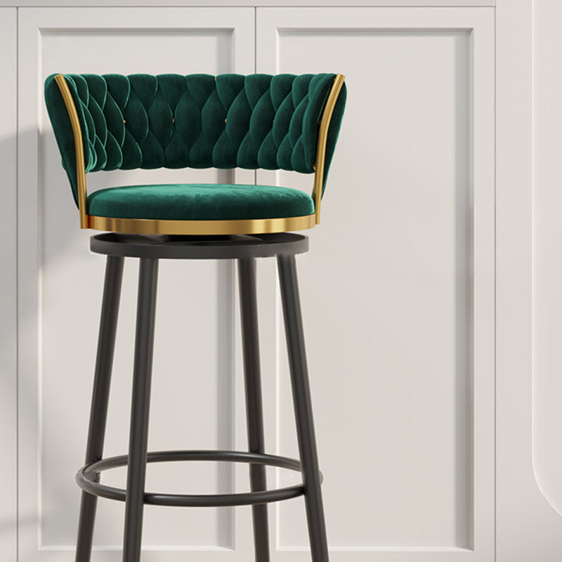 Scandinavian Velvet Iron Swivel Bar Stool