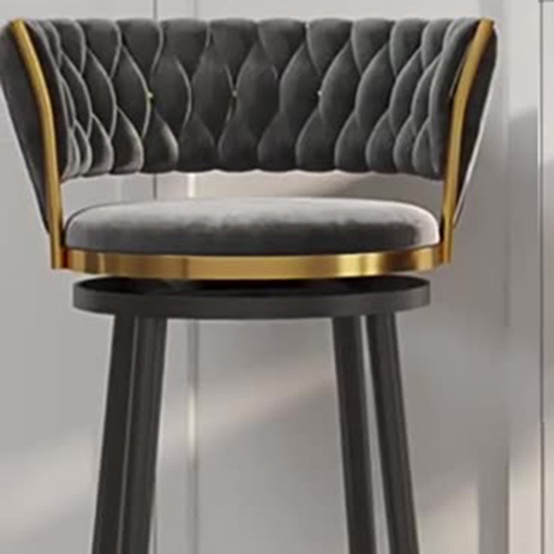 Scandinavian Velvet Iron Swivel Bar Stool — White
