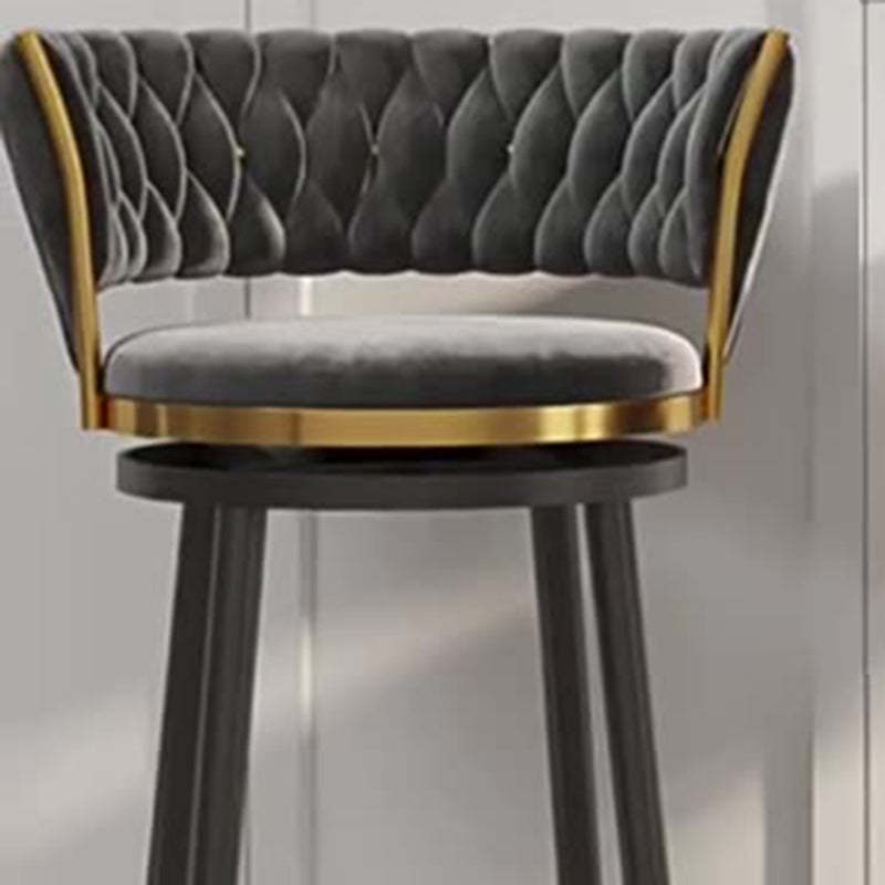 Scandinavian Velvet Iron Swivel Bar Stool — White