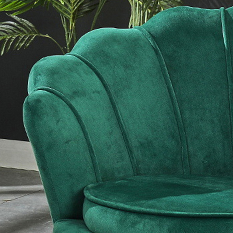Scandinavian Velvet Wood Metal Petal Accent Chair