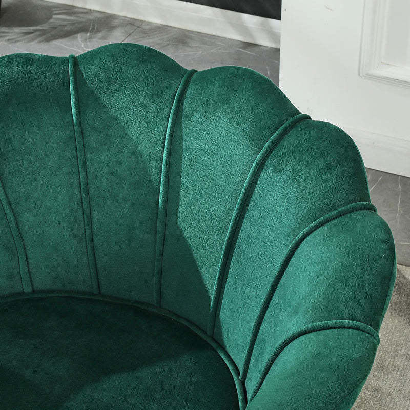 Scandinavian Velvet Wood Metal Petal Accent Chair