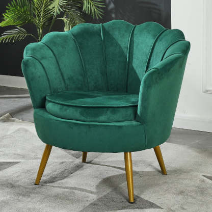Scandinavian Velvet Wood Metal Petal Accent Chair — Pink