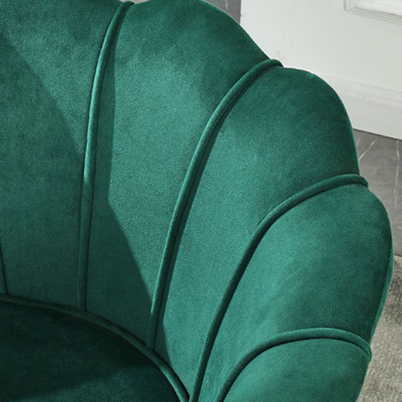 Scandinavian Velvet Wood Metal Petal Accent Chair
