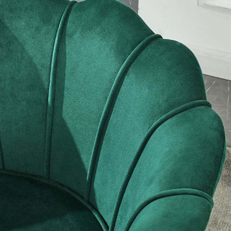 Scandinavian Velvet Wood Metal Petal Accent Chair