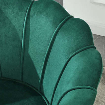 Scandinavian Velvet Wood Metal Petal Accent Chair