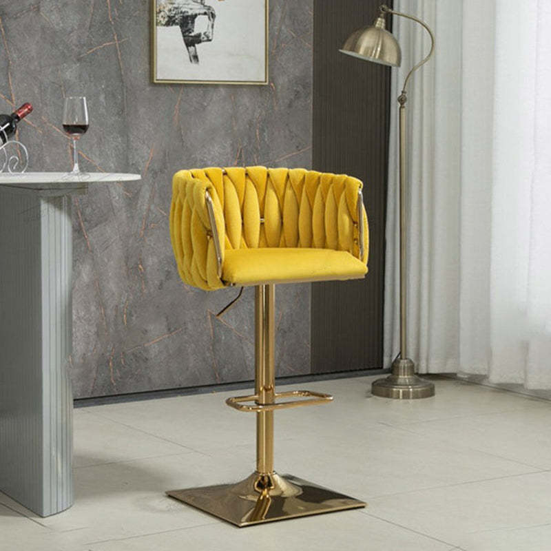 Modern Velvet Metal Liftable Swivel Bar Stool
