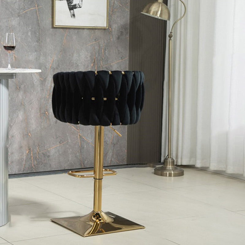Modern Velvet Metal Liftable Swivel Bar Stool