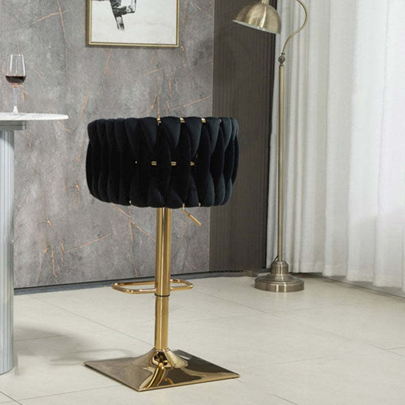 Modern Velvet Metal Liftable Swivel Bar Stool