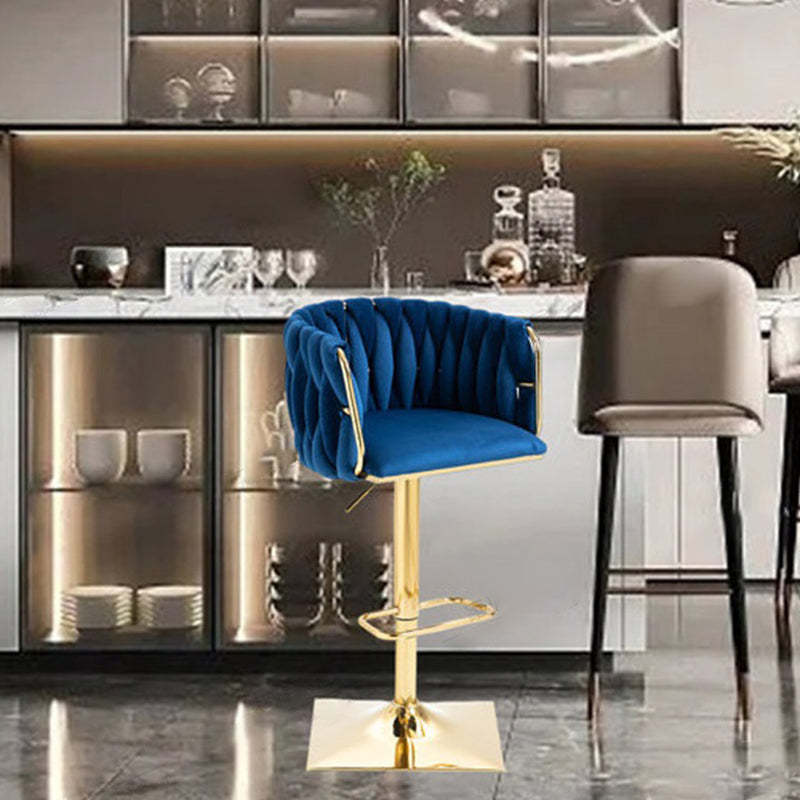 Modern Velvet Metal Liftable Swivel Bar Stool