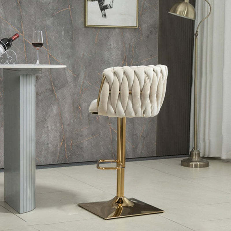 Modern Velvet Metal Liftable Swivel Bar Stool