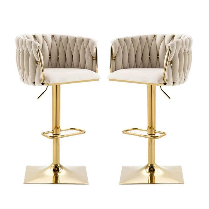 Modern Velvet Metal Liftable Swivel Bar Stool